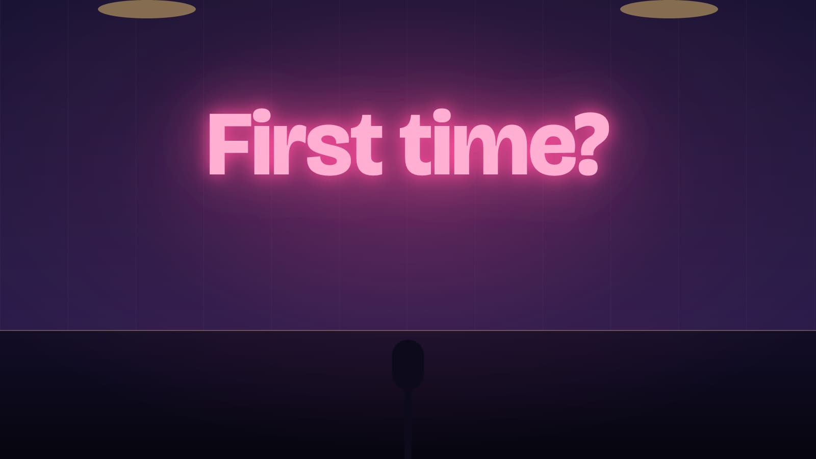 Neon sign reading first time, for KTV first time tips at a Penang lounge