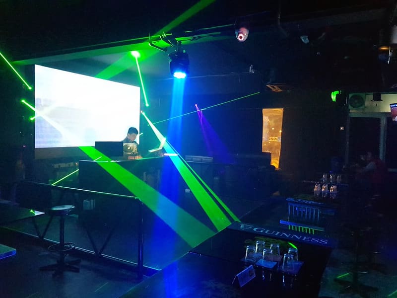 Lounge floor with lasers and a big screen at Genesis KTV, Midlands Park, Pulau Tikus, Penang